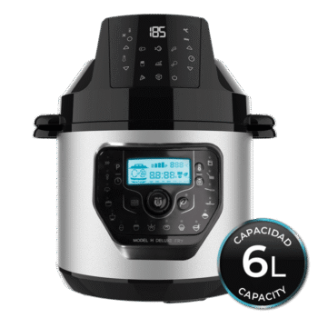 Olla programableOlla GM H Deluxe AirFryer de 6 litros de capacidad con cabezal freidora aire y báscula.
